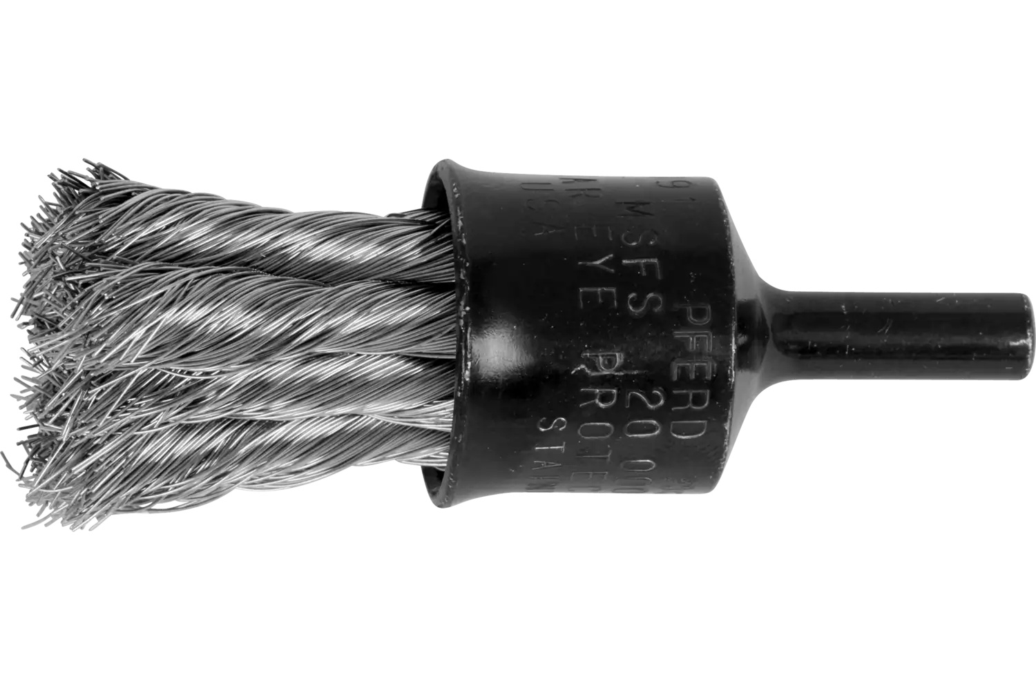 Picture of Pferd Knot Wire End Brush 3/4" Dia. Flared Cup .010 Stainless Steel 1/4" Shank